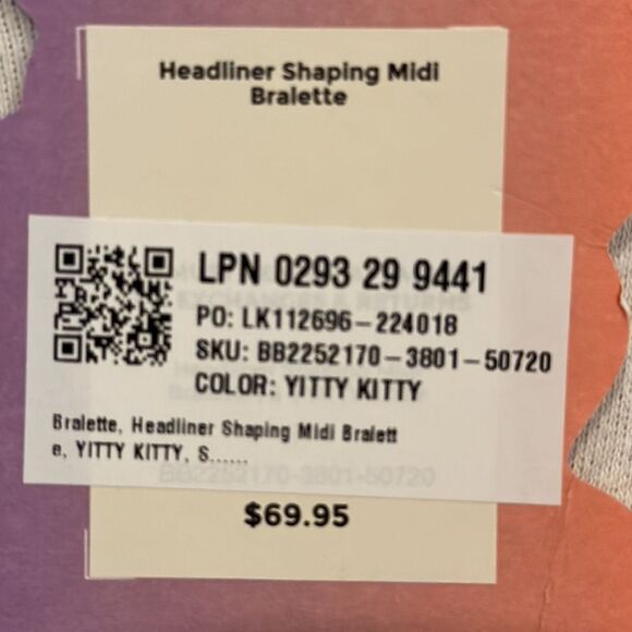 YITTY BRALETTE NWT LADIES HEADLINER SHAPING MIDI IN YITTY KITTY SIZE SMALL - Picture 3 of 3